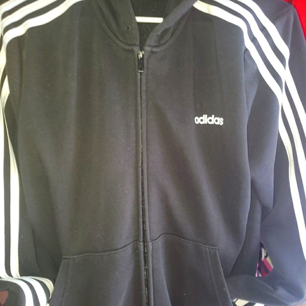 Adidas Women XL Full Zip Hoodie Sweatshirt ( missing hood string)
